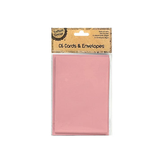 C6 Card and Envelopes, Blush Pink, 6pk