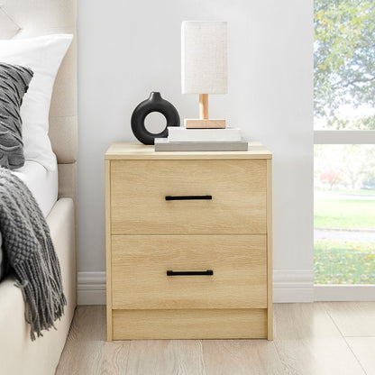 Bedside Table, 2 Drawers, Oak