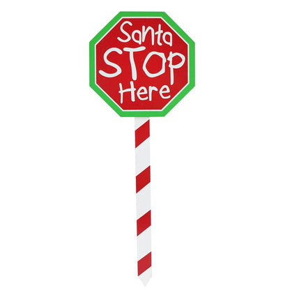 Santa Stop Here Stake, 40cm, Asstd