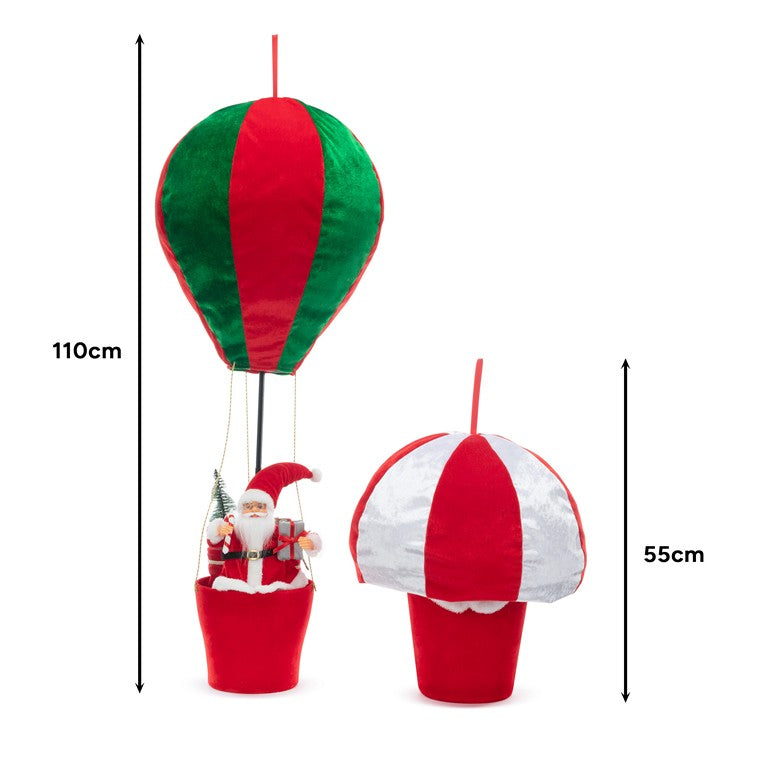 Pop Up Santa Hot Air Balloon, 90cm, Asstd