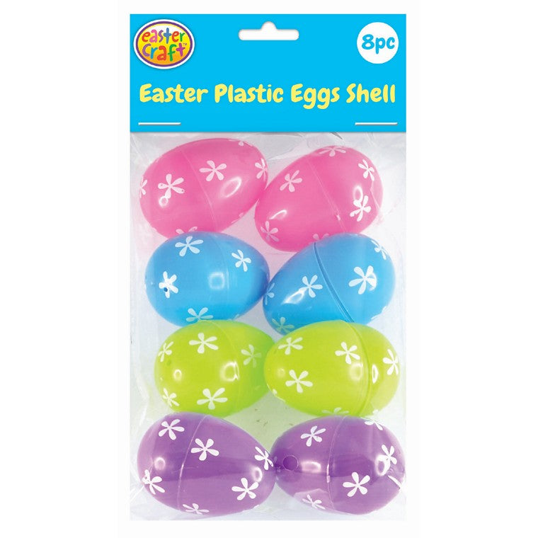 Plastic Easter Fillable Eggs 8pk, Asstd Colours