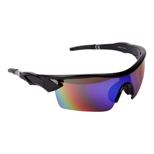 Plastic Sunglasses Sports Visor, Black w/ Mirror Lens