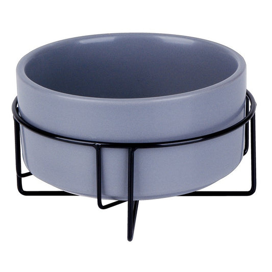 Ceramic Pet Bowl w/ Metal Stand, 950ml, 3 Asstd Colours