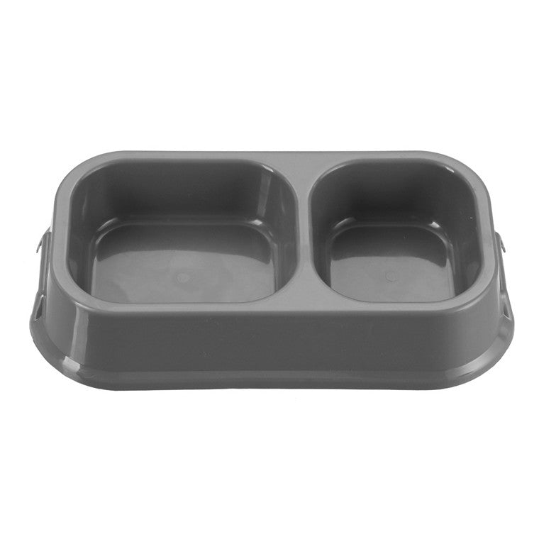 Pet Essentials Dual Large Square Pet Bowl, 3 Asstd Colours