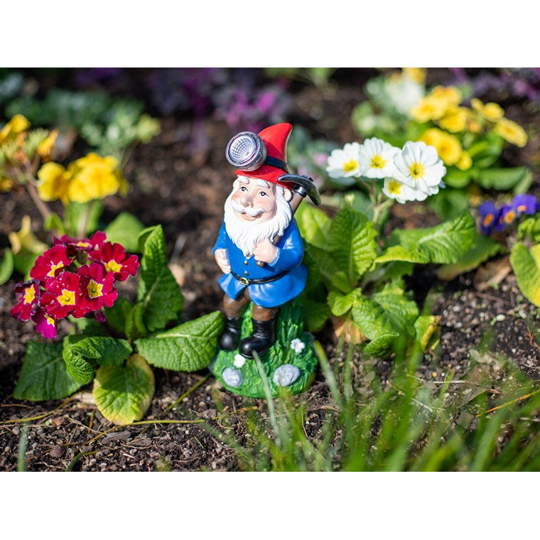 Garden Gnome, Miner w/ Solar Light