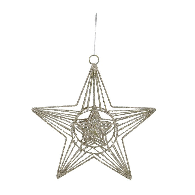 Hanging Metal Glitter Star, 20cm, Asstd