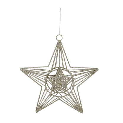 Hanging Metal Glitter Star, 20cm, Asstd