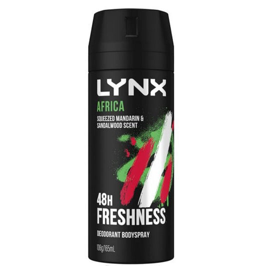 Lynx Body Spray, Africa, Mandarin & Sandalwood Scent, 100g