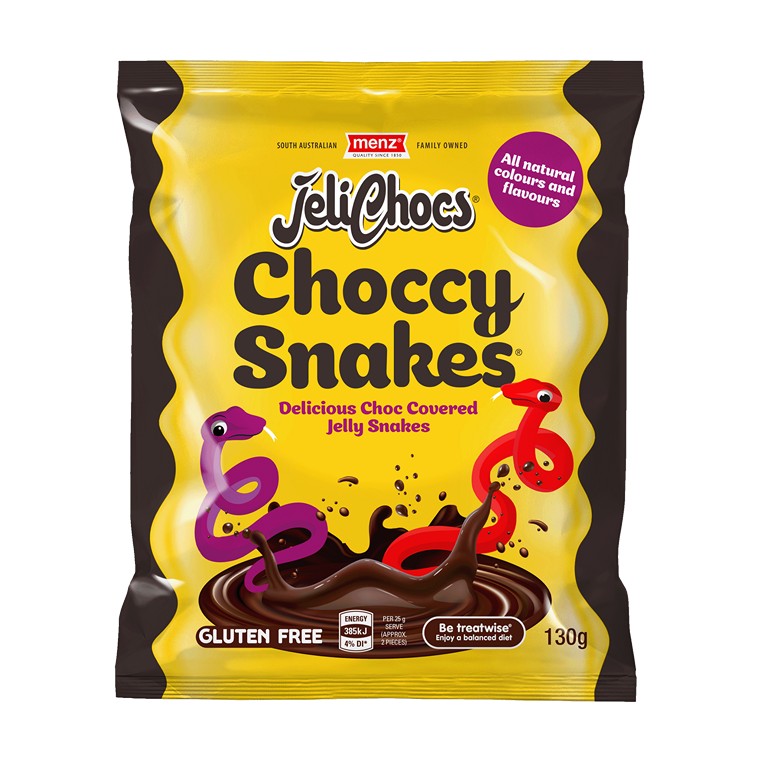 Menz Jelichocs Choccy Snakes, 130gm