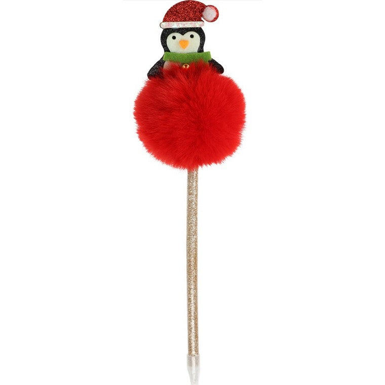 Christmas Pen w/ Pom Pom, Asstd