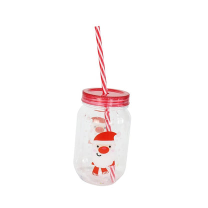 Christmas Screw Top Cup w/ Straw, Asstd