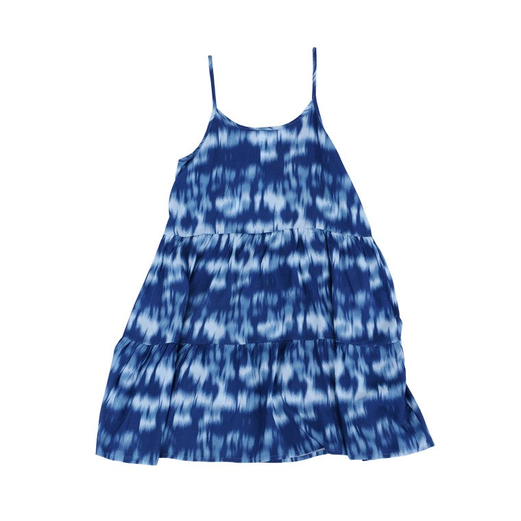 Ikat Print Tiered Dress, Size L