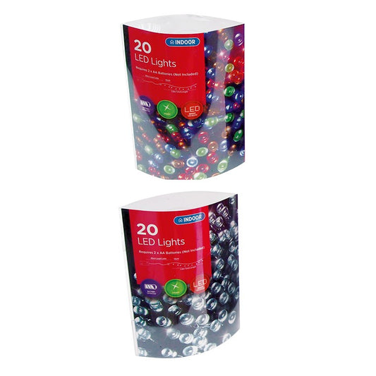 Xmas LED Fairy Lights 20 LED,  2 Asstd Colours