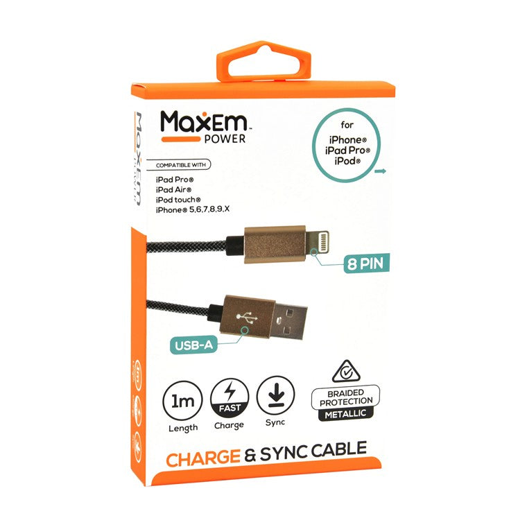 Maxem Cable Braided USB to Lightning, 1m