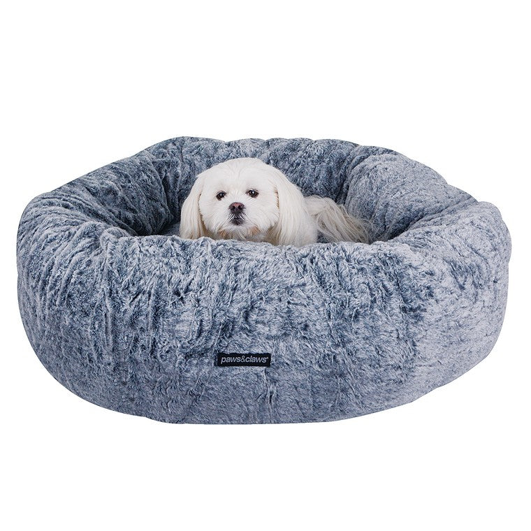 Chinchilla Plush Round Pet Bed, Grey, XLarge