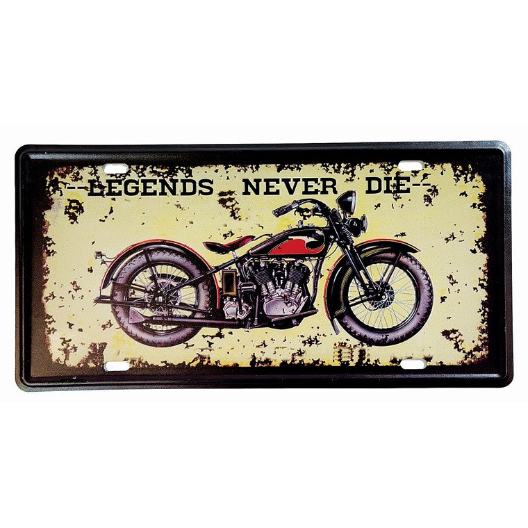 Motorcycle Tin Wall Hanging Deco, 4 Asstd