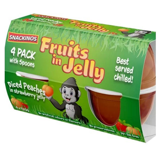 Snackinos Peaches In Strawberry Jelly