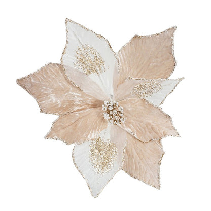 Frozen Pearl Poinsettia Clip, Asstd