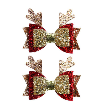 Glitter Antlers Hair Clip, 2pk, Asstd