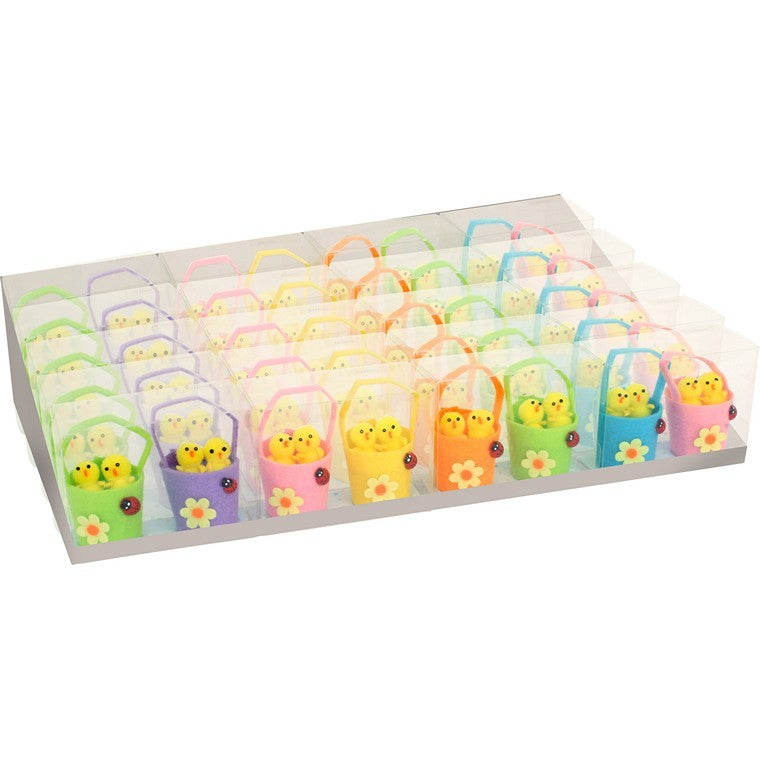 Easter Chick In Basket, 2pk, 6 Asstd Colours