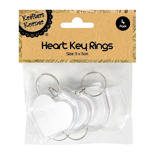 Heart Key Rings, 4pk