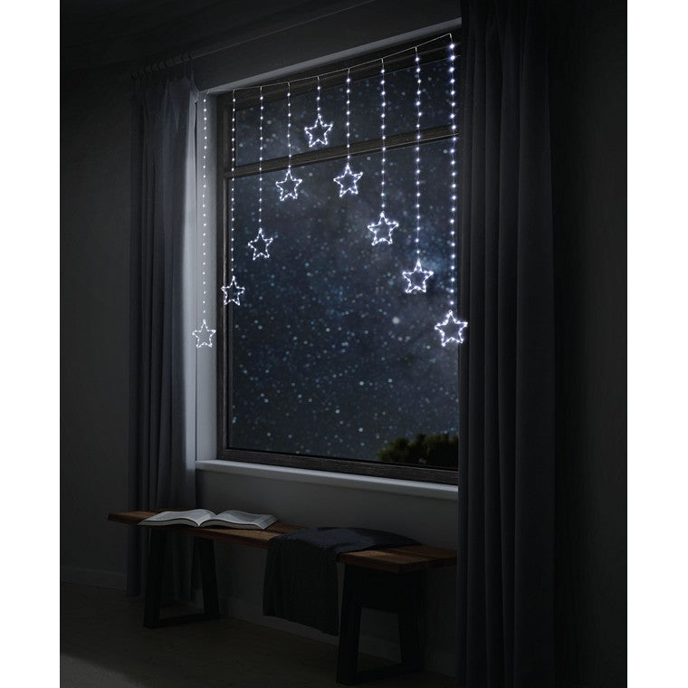 LED Wire Star Curtain, Bright White