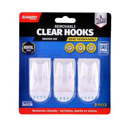 Removable Clear Hooks, 3pc