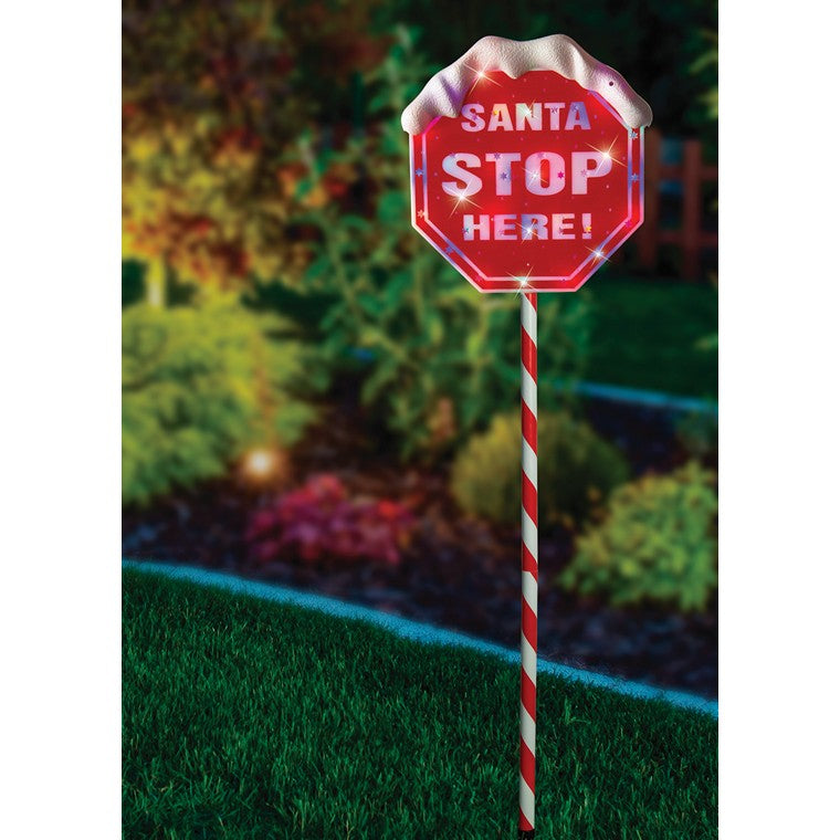 Solar Santa Stop Sign, 110cm