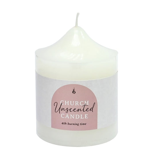 Unscented Church Candle, White, 7.5 x 10cm