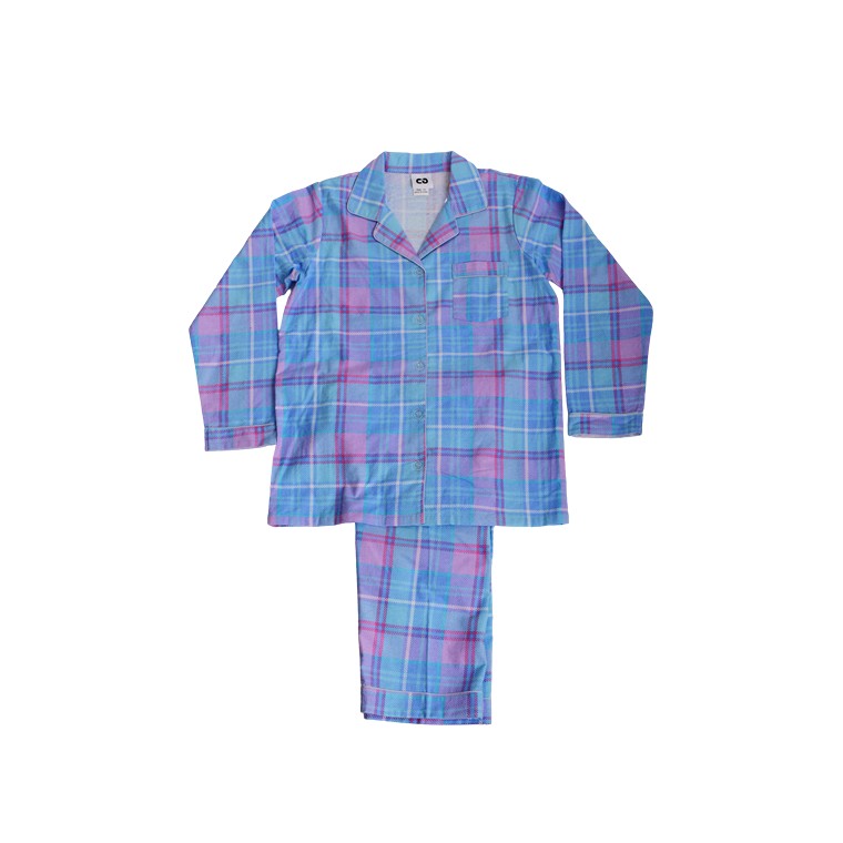 Flannel PJ Set, Pastel Check, Size 10