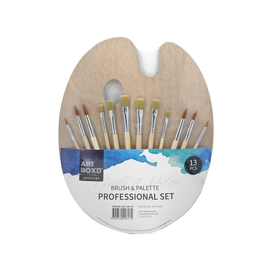 Wooden Paint Brush w/ Palette, 13pce