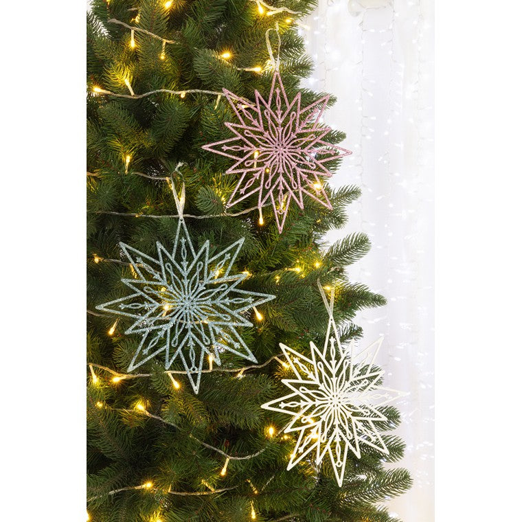 Hanging Glitter Sparkler or Snowflake, 20cm, Asstd