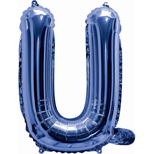 Blue Foil Balloon, 35cm, Letter U