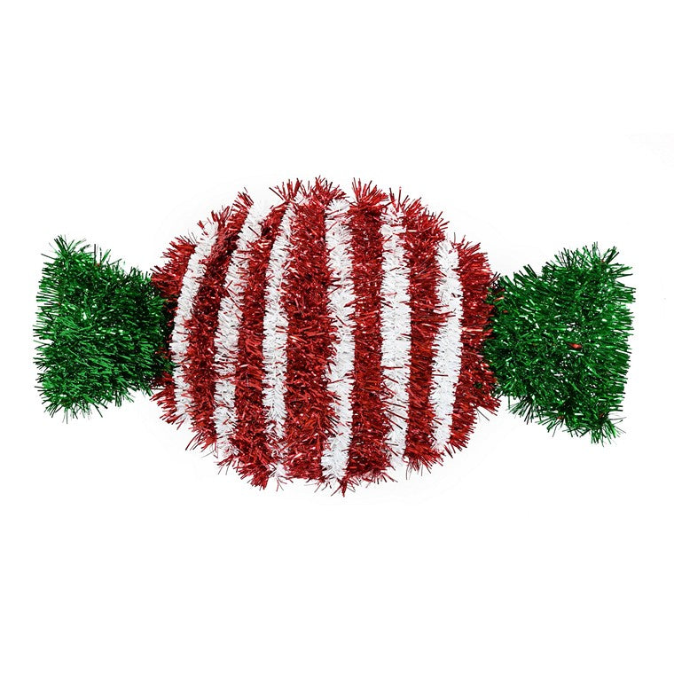 Tinsel Candy Cane Lolly Plaque, Asstd