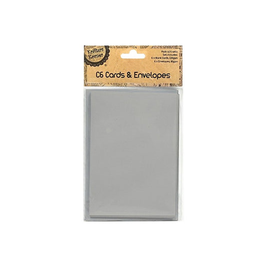 C6 Card and Envelopes, Grey, 6pk