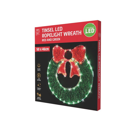 Tinsel LED Ropelight Wreath