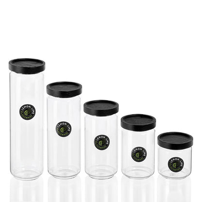 L&L Glass Canister w/ Black Wooden Lid 1.65L