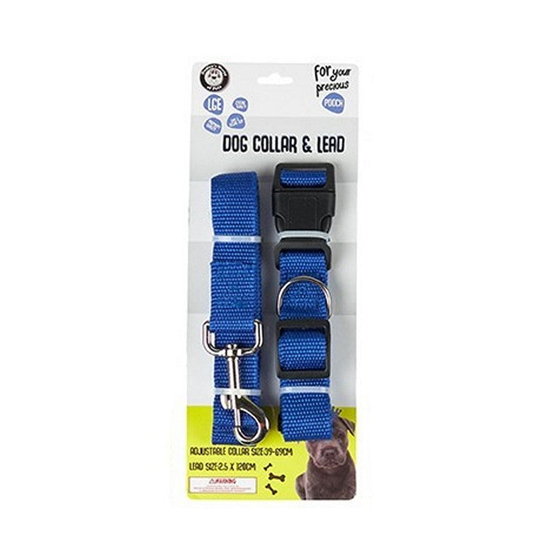 Dog Collar Lead Set Large 4 Asstd Colours Cheap as Chips