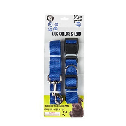 Dog Collar & Lead Set, Large, 4 Asstd Colours