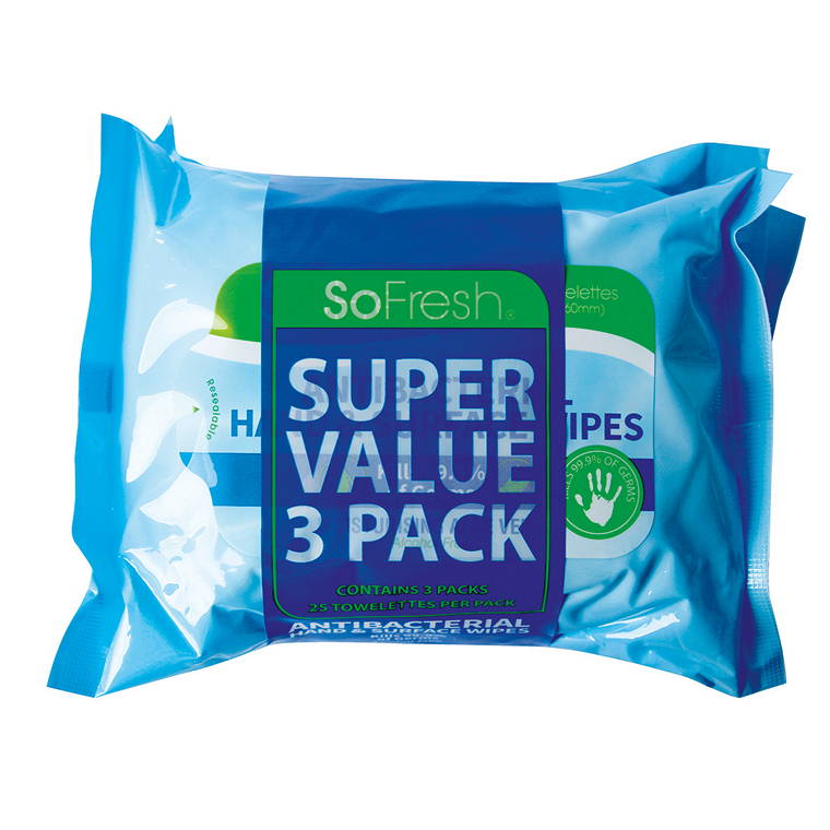 Antibacterial Hand and Surface Wipes 3 Packets