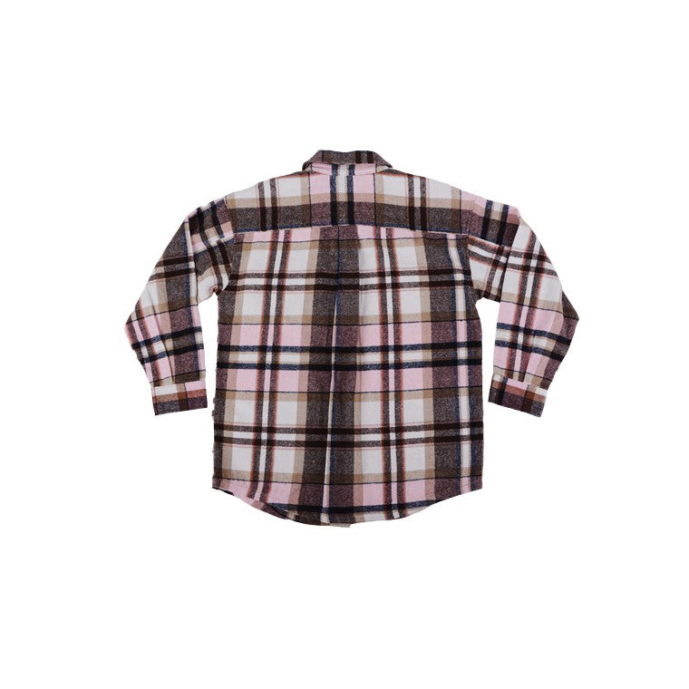 Woven Check Shacket, Rose, Size M