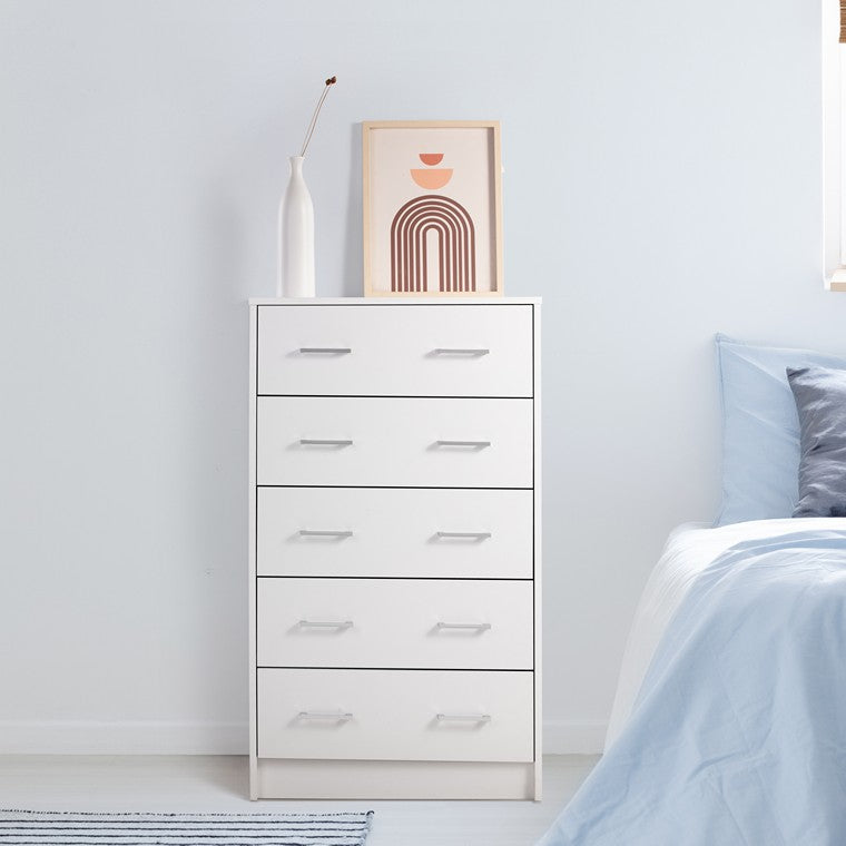 Chest of 5 Drawers, White