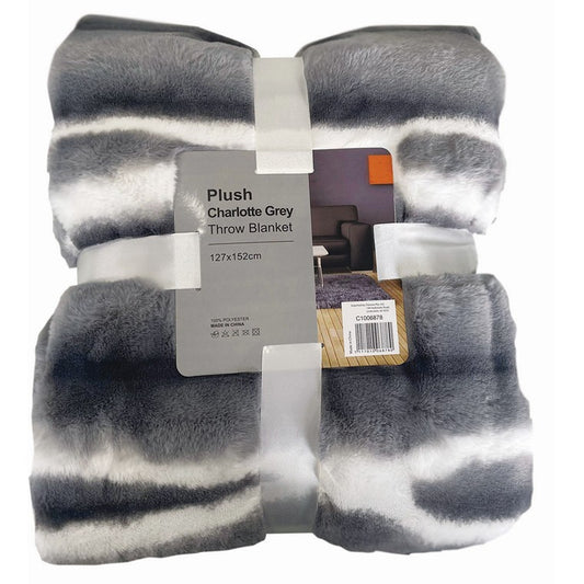 Charlotte Plush Blanket, Grey