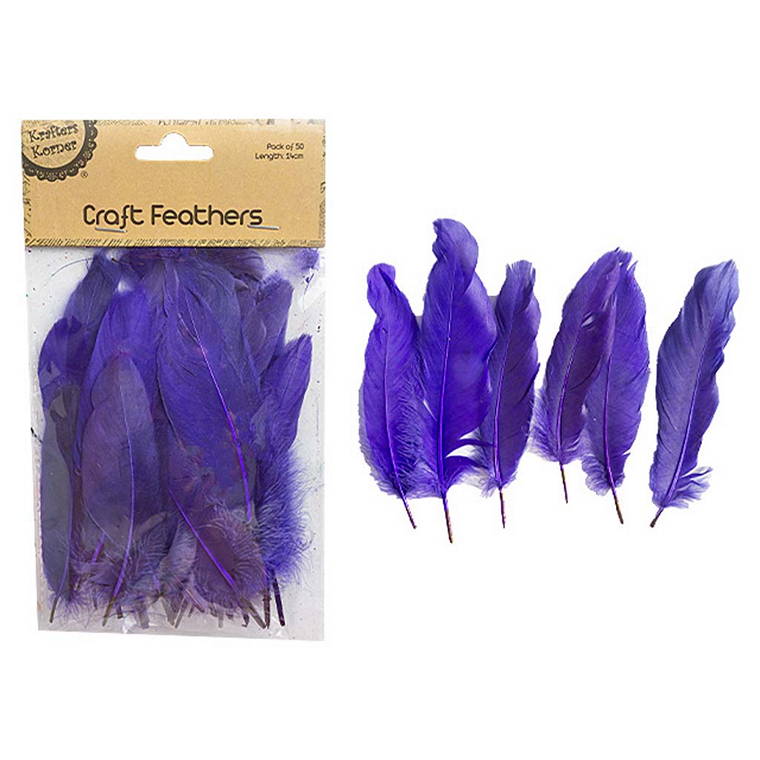 Craft Purple Feathers, 50pk, 14cm