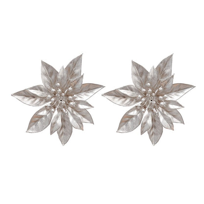 Matte Metallic Poinsettia Clip, 2pk, Asstd