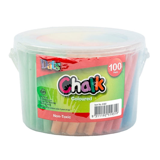 Chalk Coloured in Bucket, 100pk