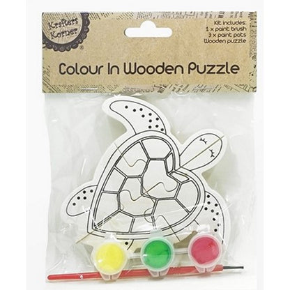 DIY Colour In Wooden Puzzle, 4 Asstd Designs