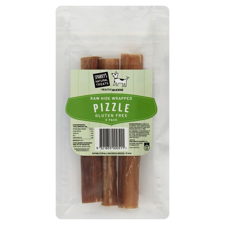 Sparky's Rawhide Wrapped Pizzle, 3pk