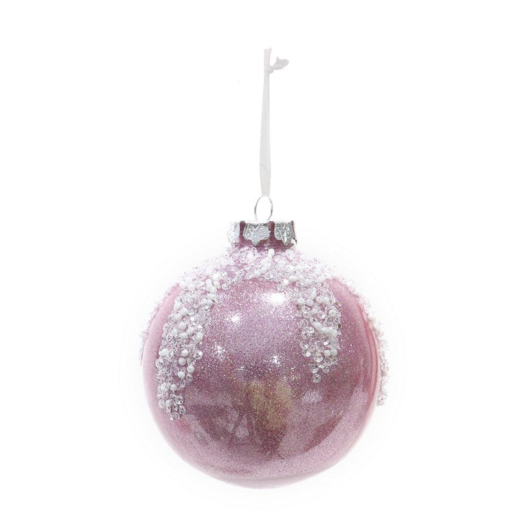 Snowcapped Pearl Bauble, 10cm, Asstd