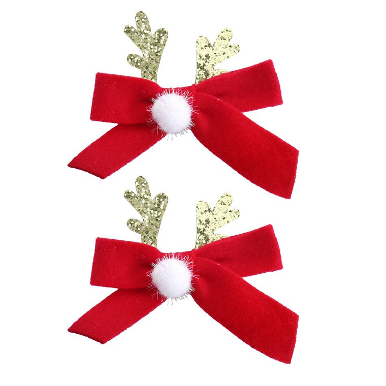 Glitter Antlers Hair Clip, 2pk, Asstd